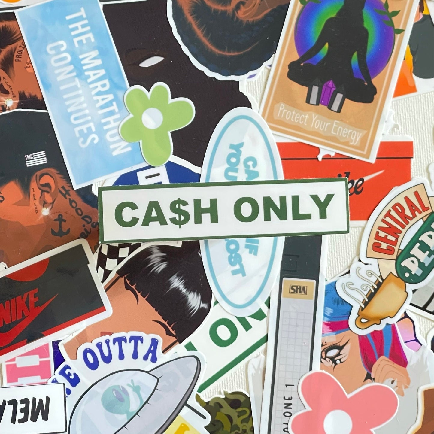 CASH ONLY, Die Cut Sticker | Money Stickers | Laptop, Journal, Water Bottle Stickers | Aesthetic Stickers