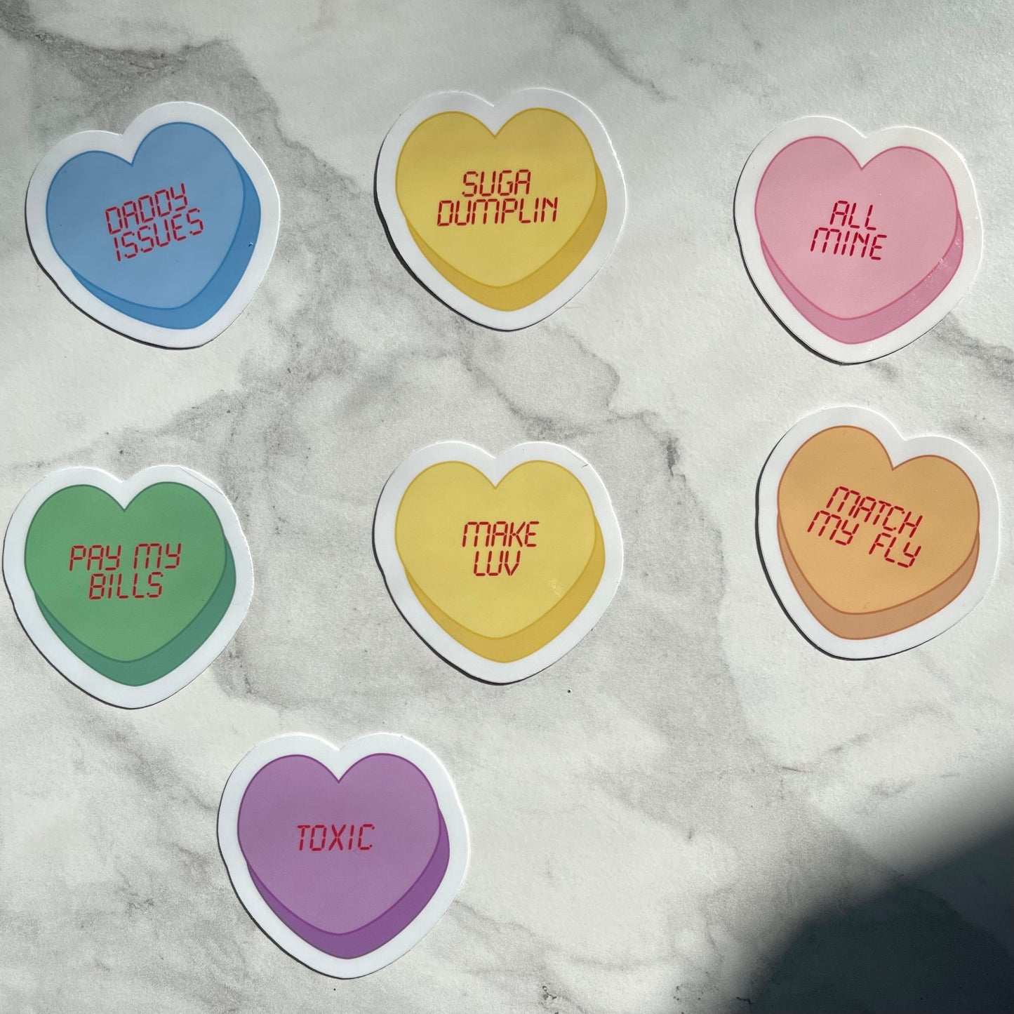 Custom Sugar Heart | Sarcastic Conversation Hearts | Party Stickers | Laptop, Journal, Tumbler Stickers | Personalized Candy Stickers