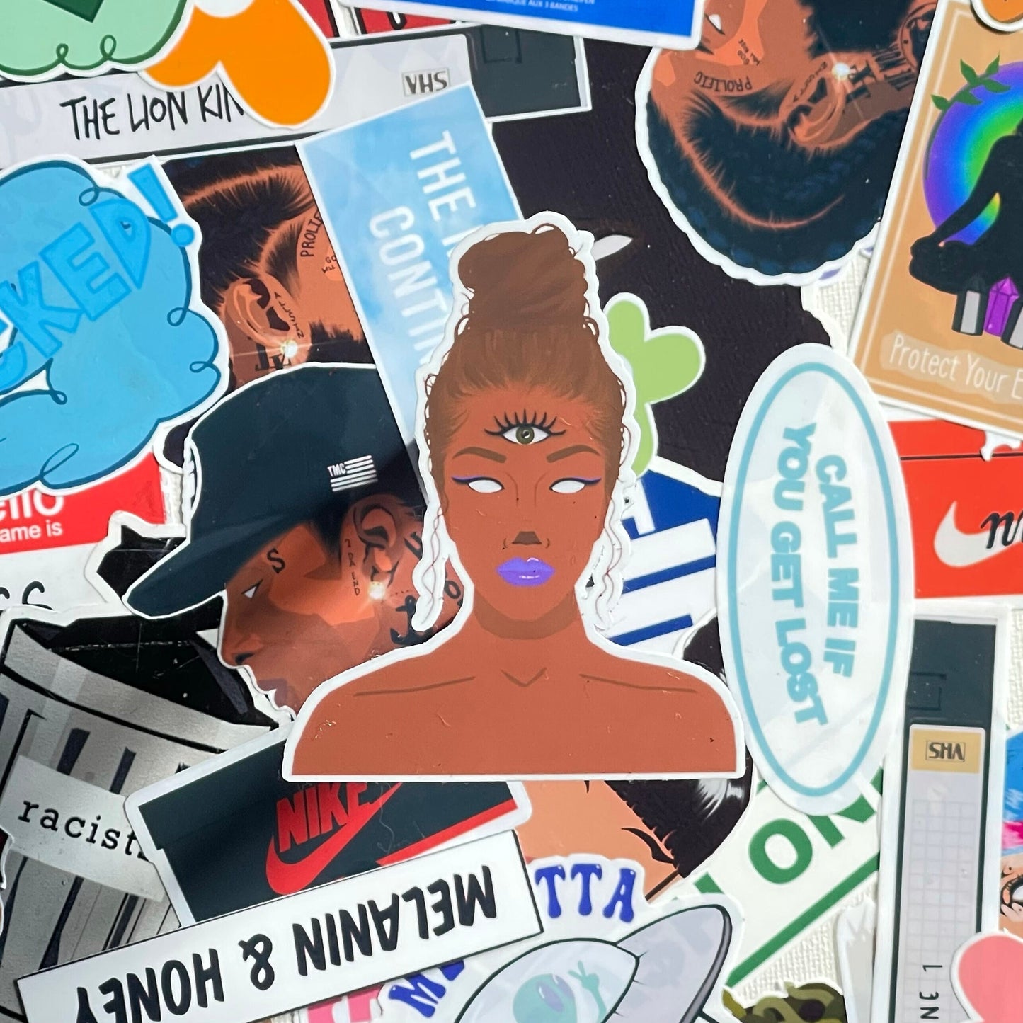 Transcendent, Die Cut Sticker | Black Girl, Alien Stickers | Laptop, Journal, Water bottle Stickers | Third eye Stickers