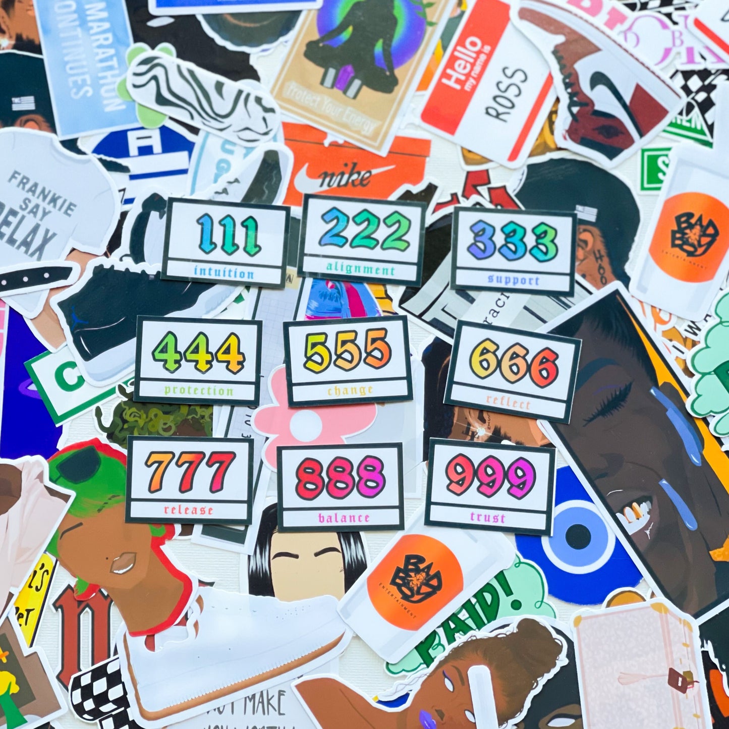 Angel Numbers Stickers | Spiritual Aura Stickers | Laptop, Journal, Water Bottle Stickers | Number Stickers