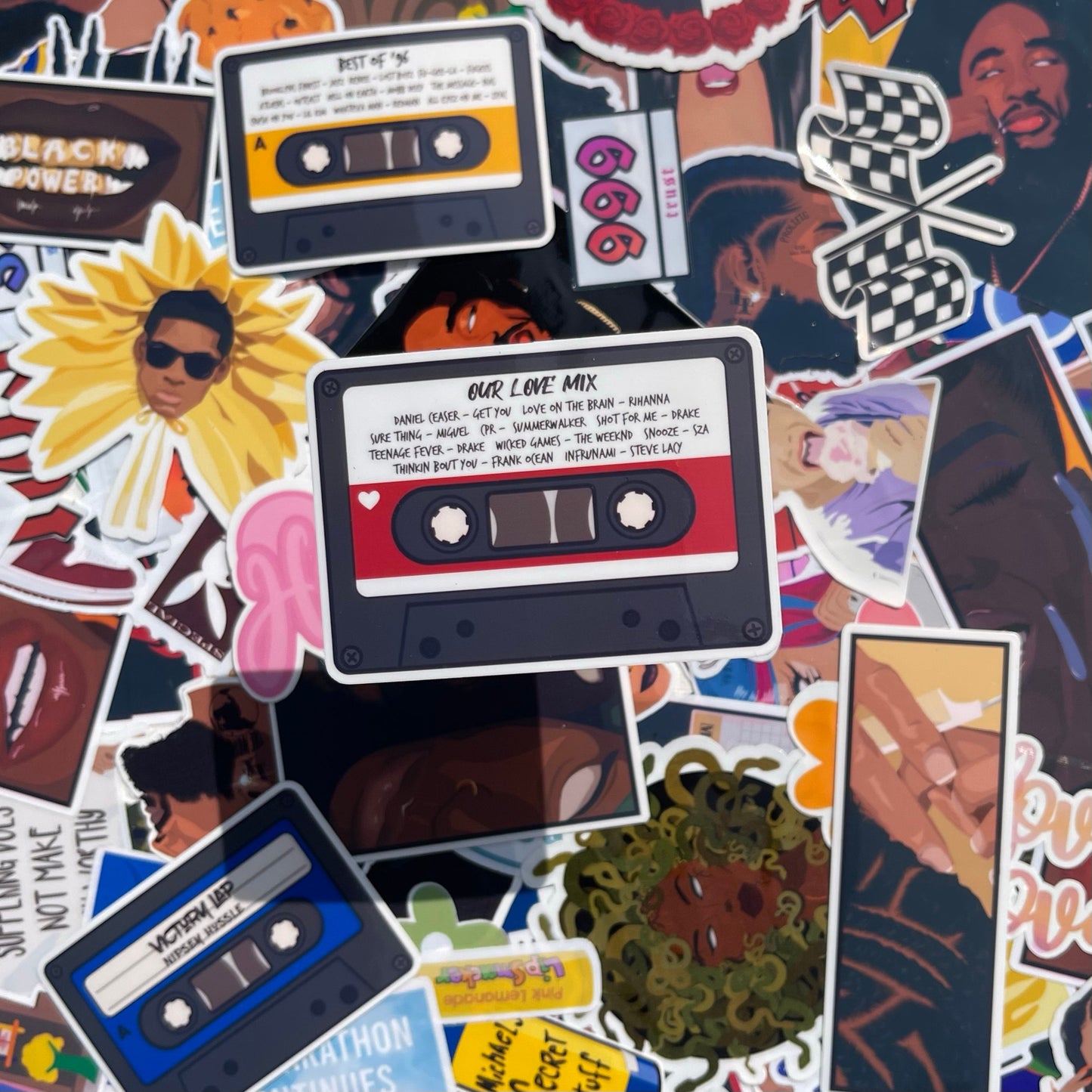 Custom Cassettes Mixtapes | Personalized Stickers | Laptop, Water bottle, Journal, Aesthetic Stickers