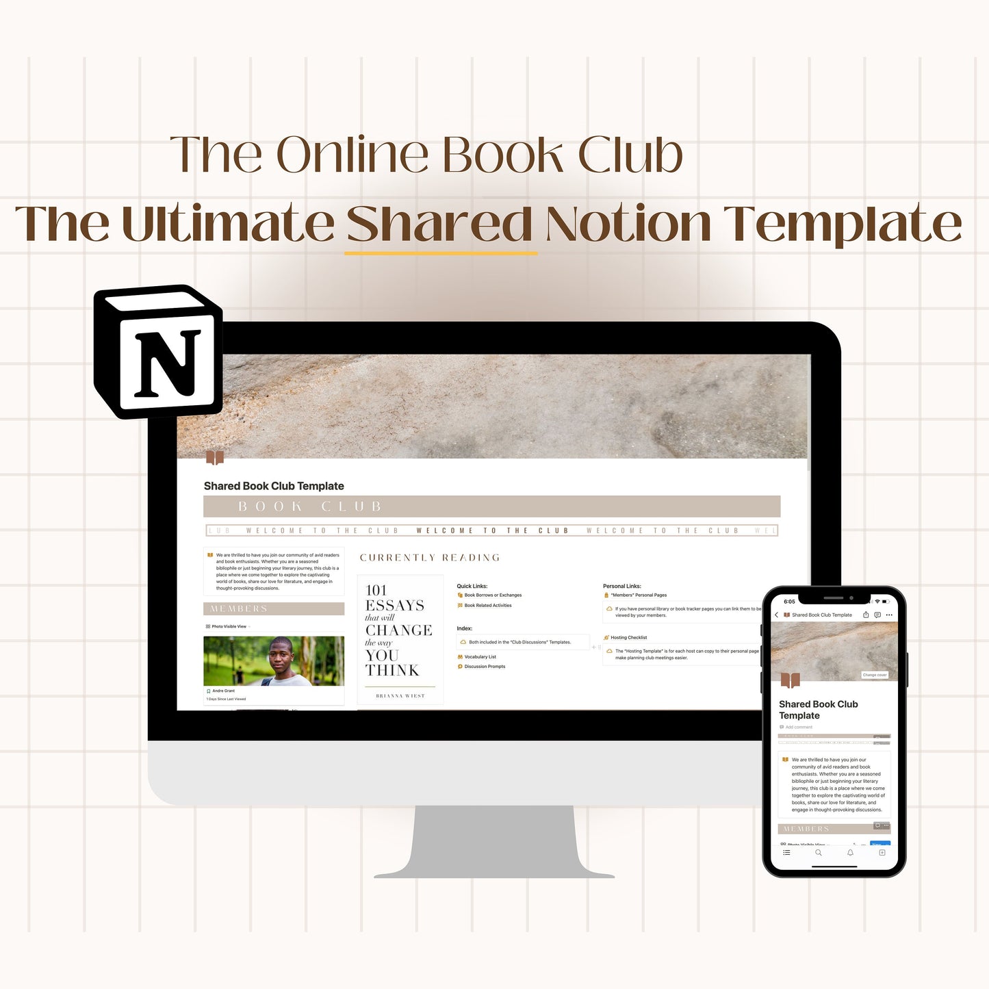 The Book Club Notion Planner Template | Shared Book Club Template | Digital Journal No iPad Needed | Notion Templates | Book Club Meetings