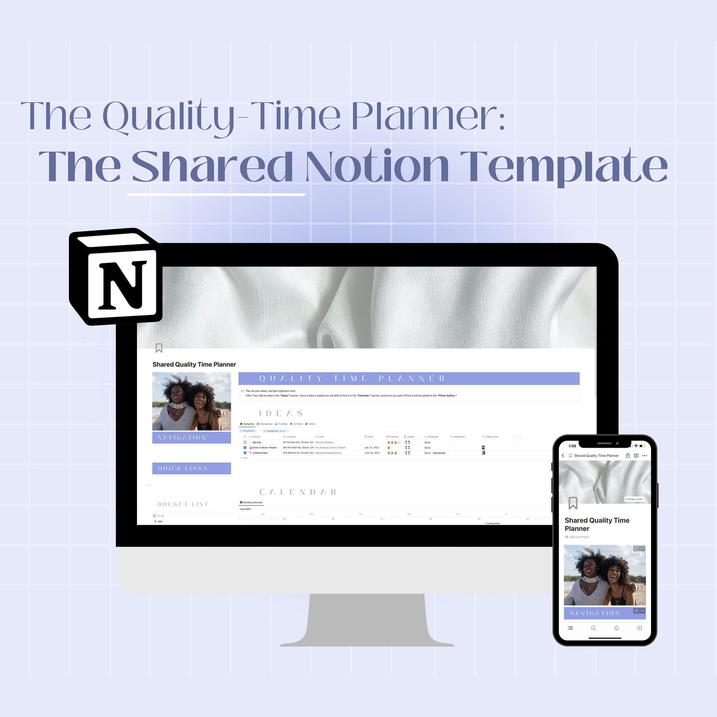 The Quality Time Notion Planner Template | Event + Date Planner | Digital Journal No iPad Needed | Notion Templates | Busy Schedule Planner