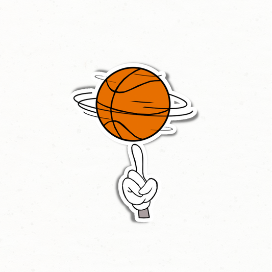 Spinning Basketball Cartoon Sticker