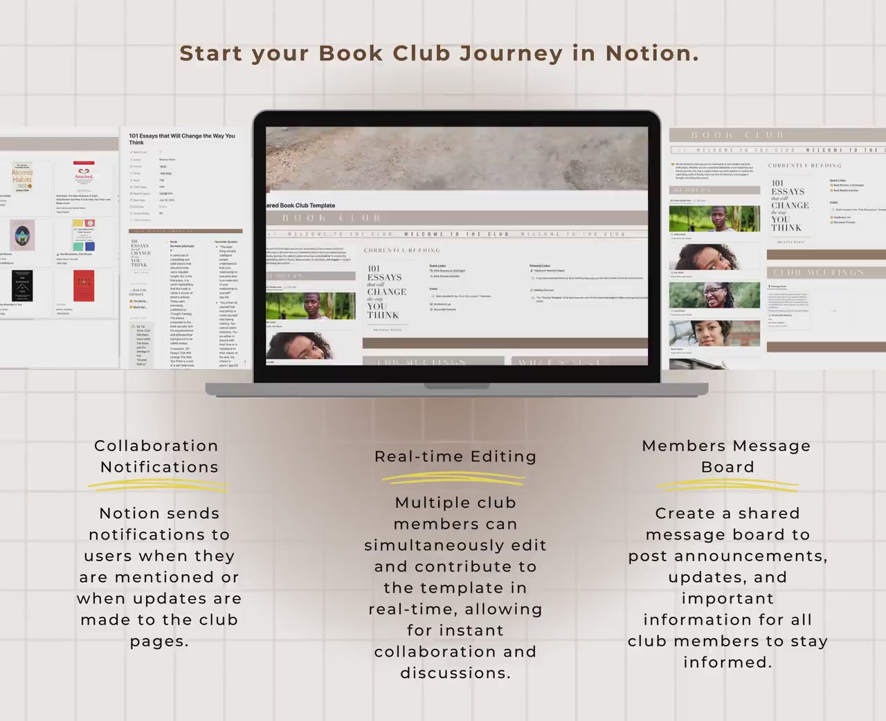 The Book Club Notion Planner Template | Shared Book Club Template | Digital Journal No iPad Needed | Notion Templates | Book Club Meetings