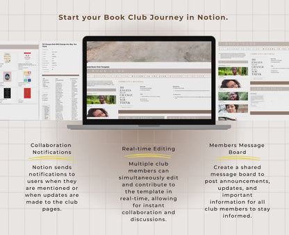 The Book Club Notion Planner Template | Shared Book Club Template | Digital Journal No iPad Needed | Notion Templates | Book Club Meetings