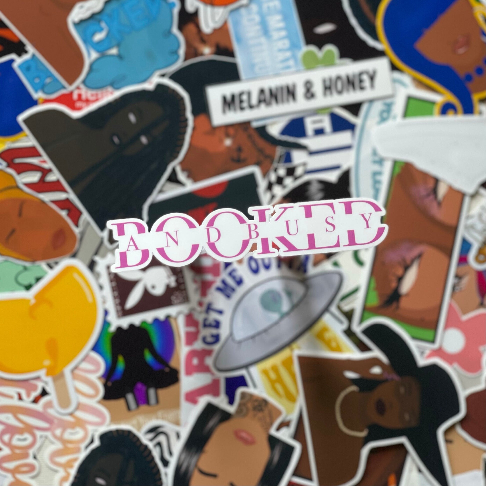 Booked and Busy, Die Cut Sticker | Pink Stickers | Laptop, Journal, Water Bottle Stickers | Label Stickers