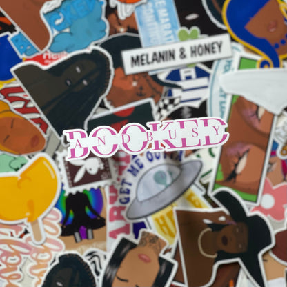 Booked and Busy, Die Cut Sticker | Pink Stickers | Laptop, Journal, Water Bottle Stickers | Label Stickers