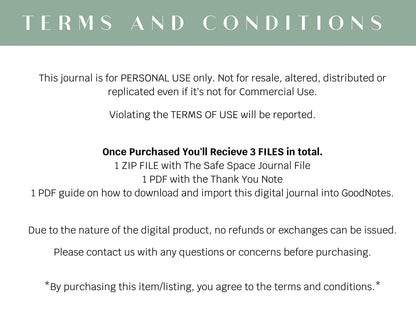 Safe Space Digital Journal | The Complete Mental Health Self Therapy Journal | Anxiety, Venting, Break Ups, Letting Go | Goodnotes