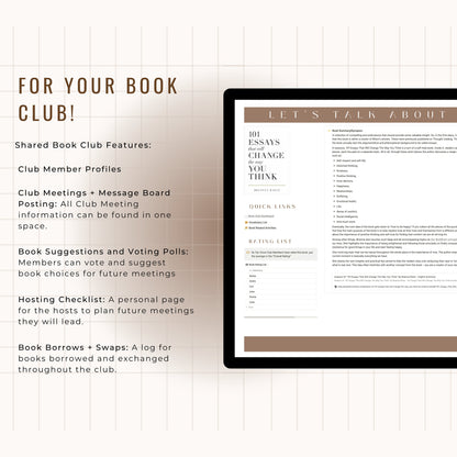 The Book Club Notion Planner Template | Shared Book Club Template | Digital Journal No iPad Needed | Notion Templates | Book Club Meetings